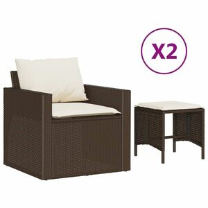 vidaXL 4 részes barna polyrattan kerti ülőgarnitúra párnákkal kép