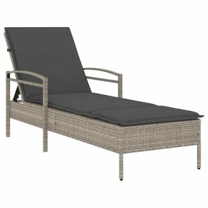 vidaXL világosszürke polyrattan napozóágy párnával 63x200x81 cm kép