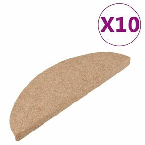 vidaXL 10 db bézs öntapadó lépcsőszőnyeg 65 x 22, 5 x 3, 5 cm kép