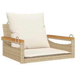 vidaXL bézs polyrattan hintapad párnákkal 63 x 62 x 40 cm kép