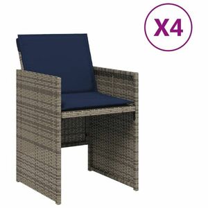 vidaXL 4 db szürke polyrattan kerti szék párnával kép