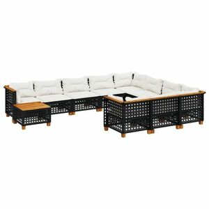vidaXL 11 részes fekete polyrattan kerti ülőgarnitúra párnákkal kép