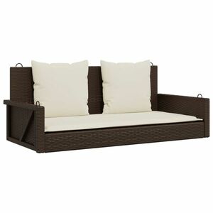 vidaXL barna polyrattan hintapad párnával 119 x 56 x 48 cm kép