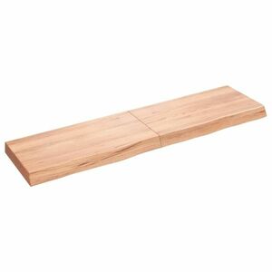 vidaXL világosbarna kezelt tömör tölgyfa fali polc 120 x 30 x (2-6) cm kép