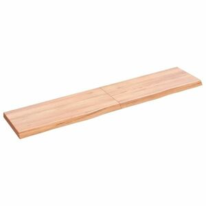 vidaXL világosbarna kezelt tömör tölgyfa fali polc 140 x 30 x (2-4) cm kép