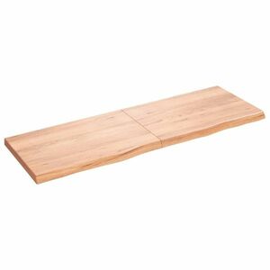 vidaXL világosbarna kezelt tömör tölgyfa fali polc 180 x 60 x (2-6) cm kép