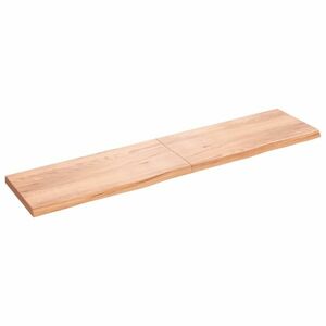 vidaXL világosbarna kezelt tömör tölgyfa fali polc 220 x 50 x (2-6) cm kép