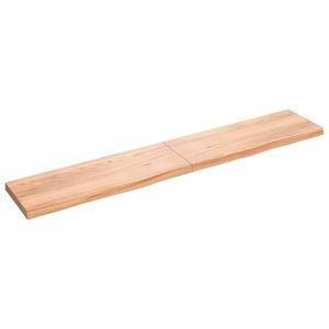 vidaXL világosbarna kezelt tömör tölgyfa fali polc 220 x 40 x (2-6) cm kép