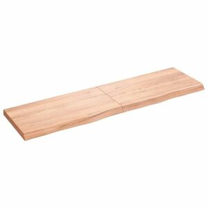 vidaXL világosbarna kezelt tömör tölgyfa fali polc 180 x 50 x (2-6) cm kép