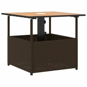 vidaXL barna polyrattan kerti asztal napernyőlyukkal 55x55x46, 5 cm kép