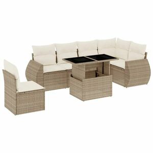 vidaXL 7 részes bézs polyrattan kerti ülőgarnitúra párnákkal kép