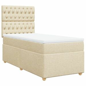 vidaXL krémszínű szövet rugós ágy matraccal 100 x 200 cm kép
