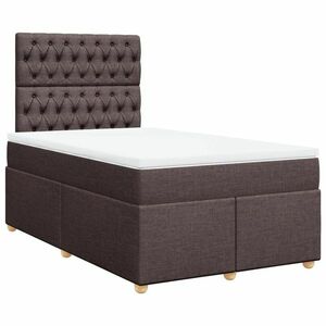 vidaXL sötétbarna szövet rugós ágy matraccal 120 x 190 cm kép