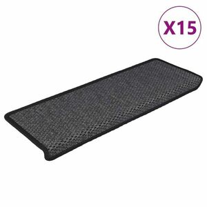 vidaXL 15 db szizál hatású antracitszürke lépcsőszőnyeg 65x21x4 cm kép