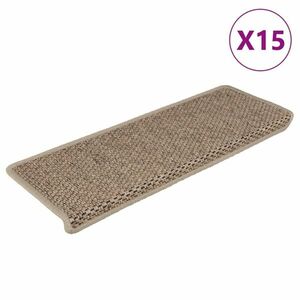 vidaXL 15 db szizál hatású homokszínű öntapadó lépcsőszőnyeg 65x21x4cm kép