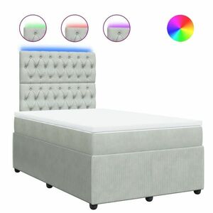 vidaXL világosszürke bársony rugós ágy matraccal 120 x 200 cm kép