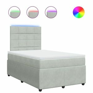 vidaXL világosszürke bársony rugós ágy matraccal 120 x 190 cm kép