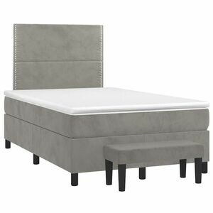 vidaXL világosszürke bársony rugós ágy matraccal 120 x 190 cm kép