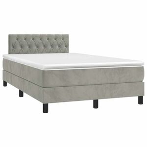 vidaXL világosszürke bársony rugós ágy matraccal 120 x 190 cm kép