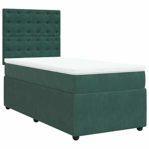 vidaXL sötétzöld bársony rugós ágy matraccal 100 x 200 cm kép