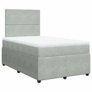 vidaXL világosszürke bársony rugós ágy matraccal 120 x 190 cm kép