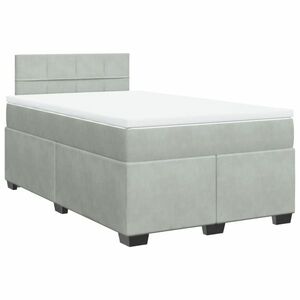 vidaXL világosszürke bársony rugós ágy matraccal 120 x 190 cm kép