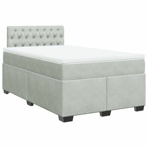 vidaXL világosszürke bársony rugós ágy matraccal 120 x 190 cm kép