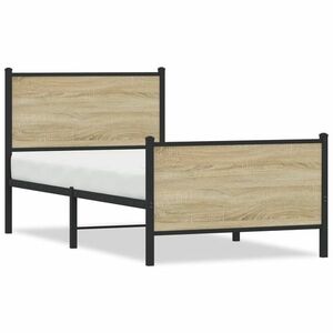 vidaXL sonoma tölgy színű fém ágykeret matrac nélkül 90 x 200 cm kép