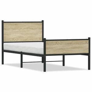 vidaXL sonoma tölgy színű fém ágykeret matrac nélkül 90 x 190 cm kép