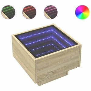 vidaXL sonoma tölgy színű szerelt fa kisasztal LED-del 40 x 40 x 30 cm kép