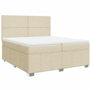vidaXL krémszínű szövet rugós ágy matraccal 200 x 200 cm kép