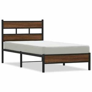 vidaXL barna tölgy színű szerelt fa ágykeret matrac nélkül 107x200 cm kép