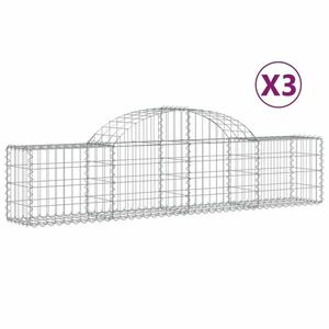 vidaXL 3 db íves horganyzott vas gabion kosár 200x30x40/60 cm kép