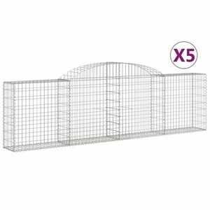 vidaXL 5 db íves horganyzott vas gabion kosár 300x30x80/100 cm kép