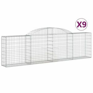 vidaXL 9 db íves horganyzott vas gabion kosár 300x30x80/100 cm kép