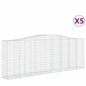 vidaXL 5 db íves horganyzott vas gabion kosár 400x50x140/160 cm kép