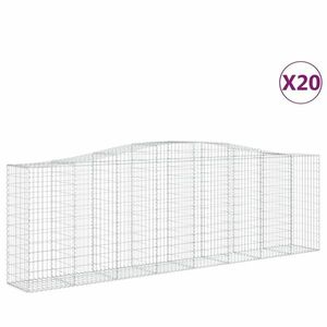 vidaXL 20 db íves horganyzott vas gabion kosár 400x50x120/140 cm kép