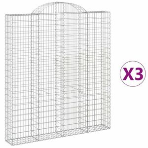 vidaXL 3 db íves horganyzott vas gabion kosár 200x30x220/240 cm kép