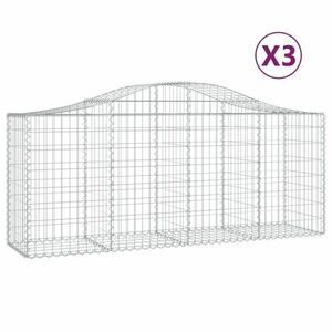 vidaXL 3 db íves horganyzott vas gabion kosár 200x50x80/100 cm kép