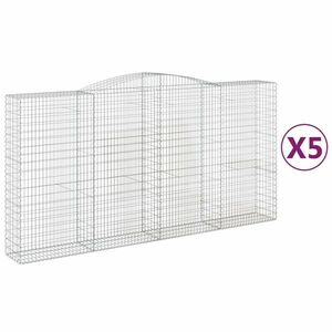 vidaXL 5 db íves horganyzott vas gabion kosár 400x50x200/220 cm kép