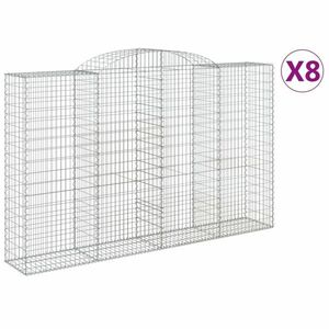 vidaXL 8 db íves horganyzott vas gabion kosár 300x50x180/200 cm kép