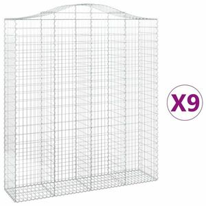 vidaXL 9 db íves horganyzott vas gabion kosár 200x50x220/240 cm kép