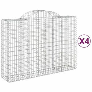 vidaXL 4 db íves horganyzott vas gabion kosár 200x50x140/160 cm kép