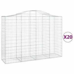 vidaXL 20 db íves horganyzott vas gabion kosár 200x50x140/160 cm kép