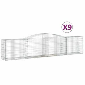 vidaXL 9 db íves horganyzott vas gabion kosár 400x50x80/100 cm kép