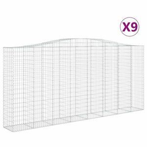 vidaXL 9 db íves horganyzott vas gabion kosár 400x50x180/200 cm kép