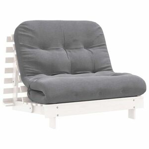 vidaXL fehér tömör fenyőfa futon kanapéágy matraccal 100 x 206 x 11 cm kép