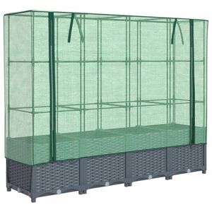 vidaXL rattan megjelenésű magaságyás melegháztakaróval 160x40x138 cm kép