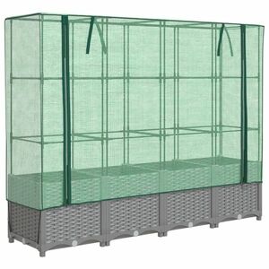 vidaXL rattan megjelenésű magaságyás melegháztakaróval 160x40x138 cm kép