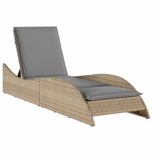 vidaXL bézs polyrattan napozóágy párnával 60x205x73 cm kép